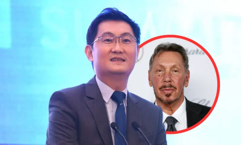 Pony Ma and Larry Ellison